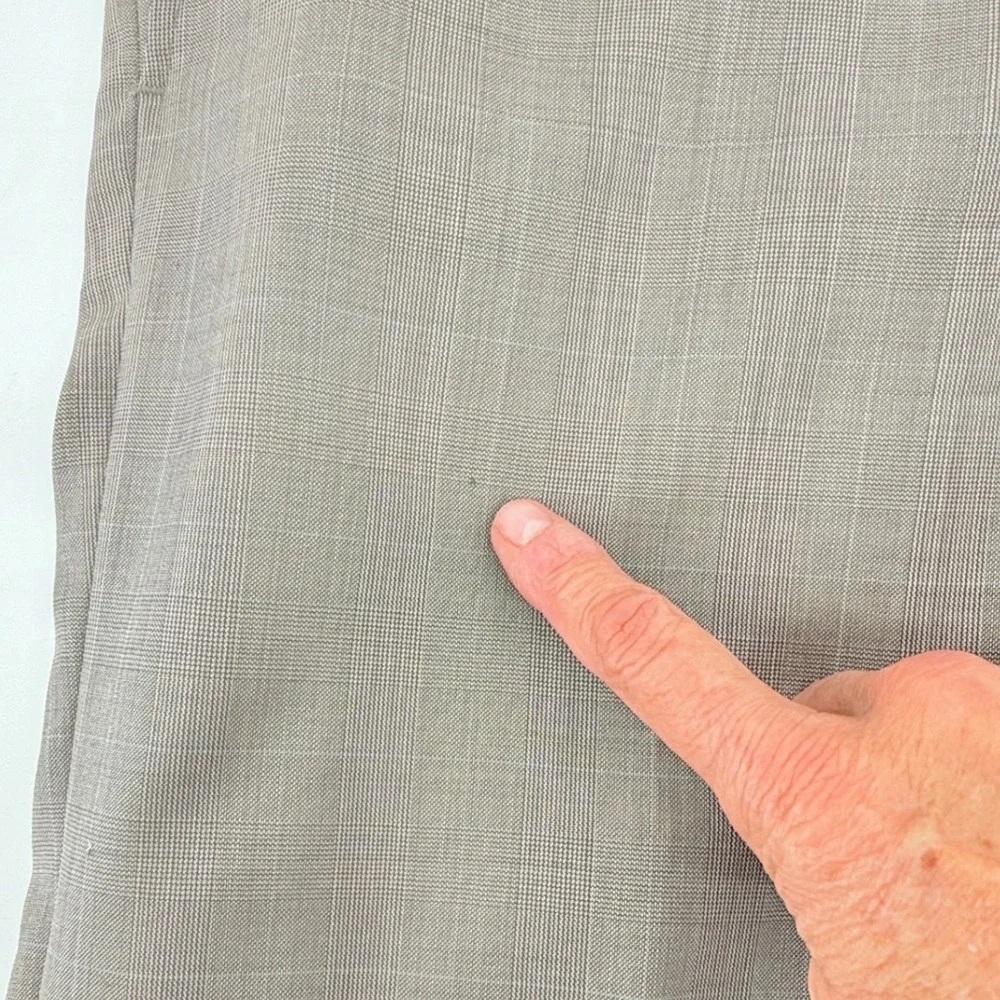 Brooks Brothers Pants 36x30 Lt‎ grey plaid Wool Madison Fit Business Trousers